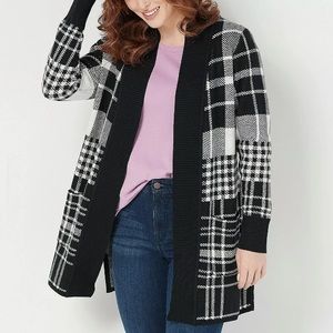 NWT Isaac Mizrahi Jacquard Plaid Cardigan